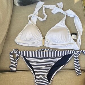Seafolly White and Navy Striped Bikini